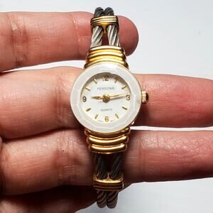 Vtg Persona Watch Women Rainbow Cab Hinged Open Cuff Band Untested